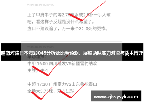 越南对阵日本竞彩045分析及比赛预测，展望两队实力对决与战术博弈